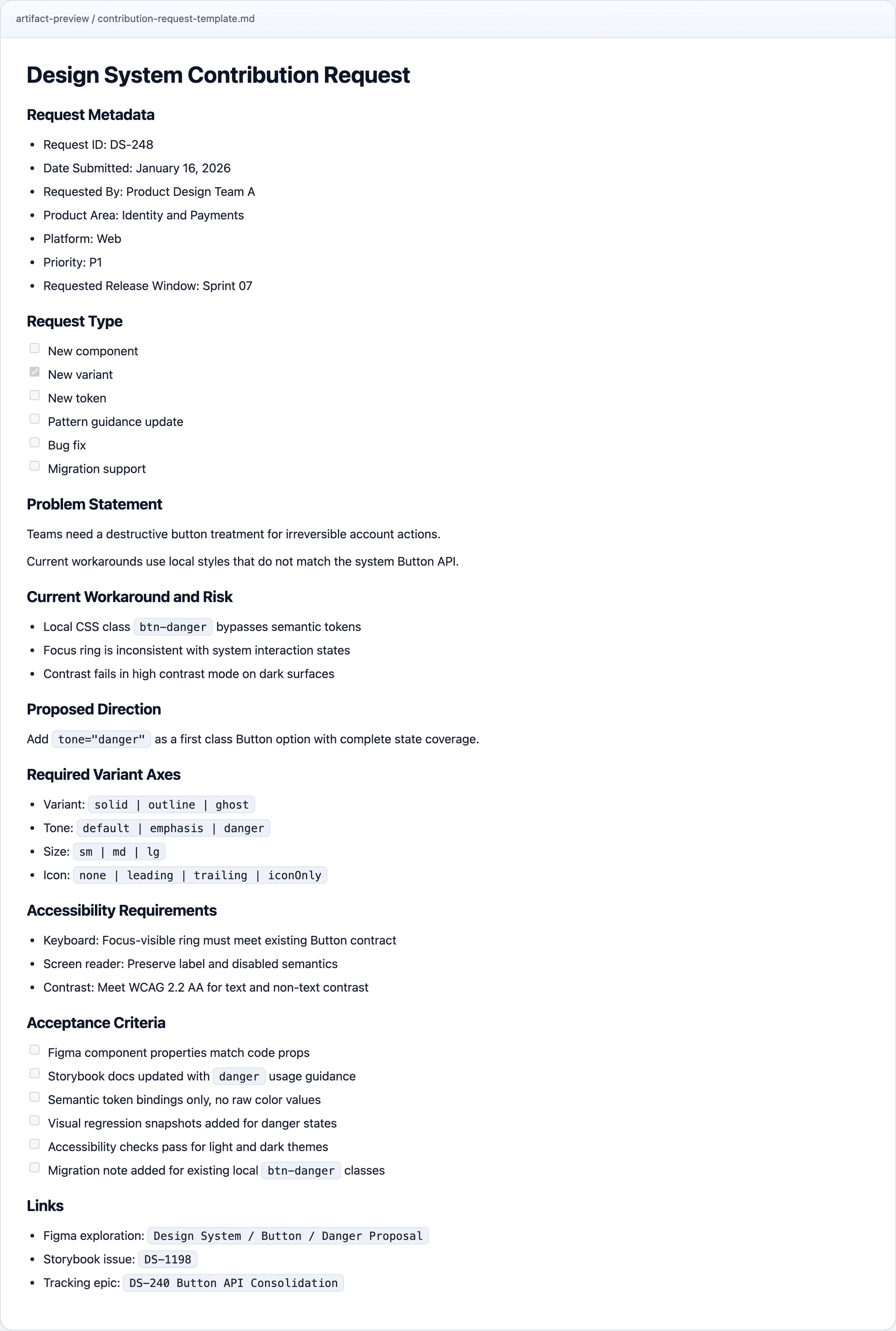 Contribution Request Template