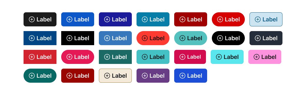 Each button shown here is a live instance of the same token-driven component—styled entirely through brand-specific Figma variables.